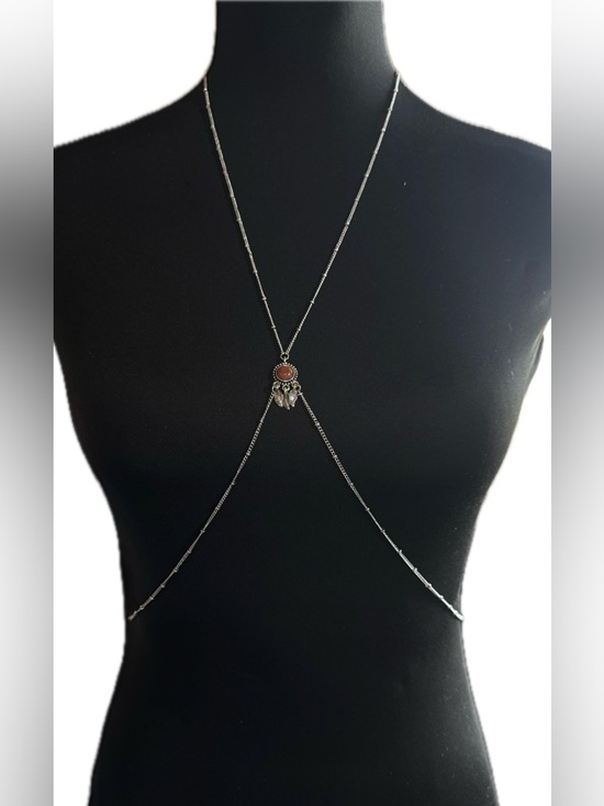 Shyanne Jewelry - Shyanne Silver-Tone Body Chain with Red Stone Center